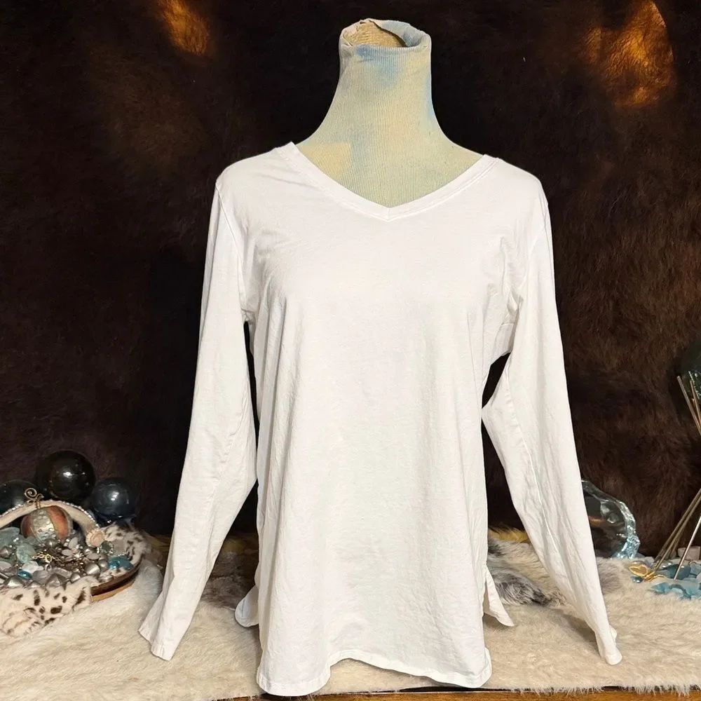 Soft Surroundings White Long Sleeve Top M (900A)